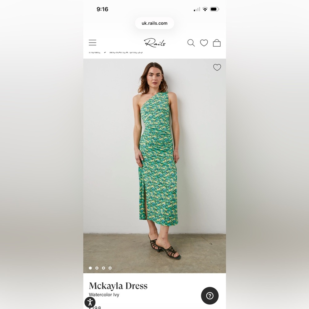 Rails One Shoulder Green Dress